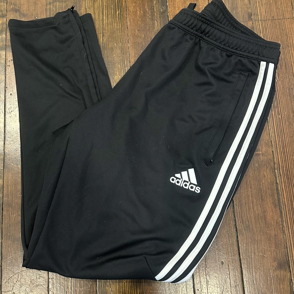 Adidas Men’s Black Joggers with Triple White Stripes